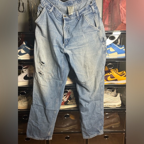 Men’s Vintage Carhartt distressed Jeans Mens Size 35x32 - Picture 2 of 6